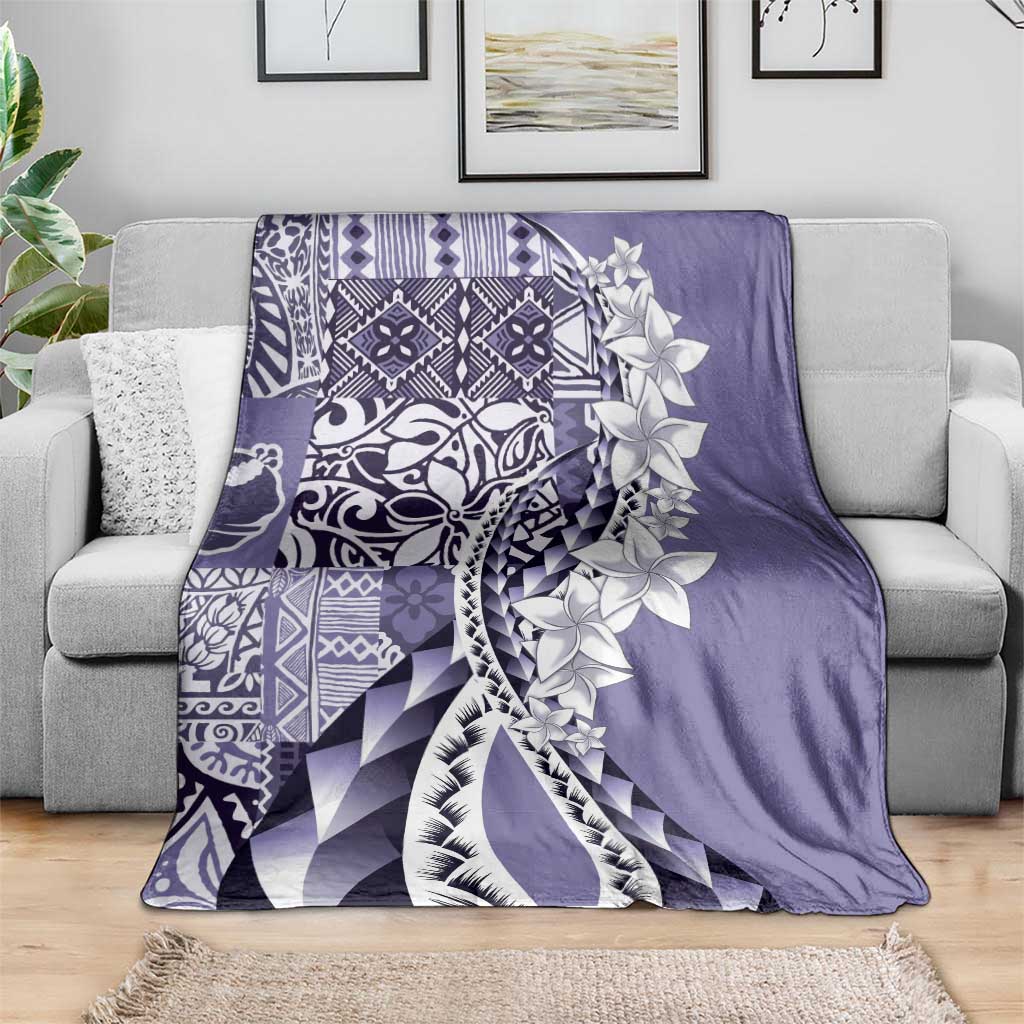 Aloha Vintage Plumeria Hawaiian Tapa Pattern Blanket Purple Hawaiian Tapa Pattern - Polynesian Pride