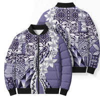 Aloha Vintage Plumeria Hawaiian Tapa Pattern Bomber Puffer Jacket Purple Hawaiian Tapa Pattern - Polynesian Pride