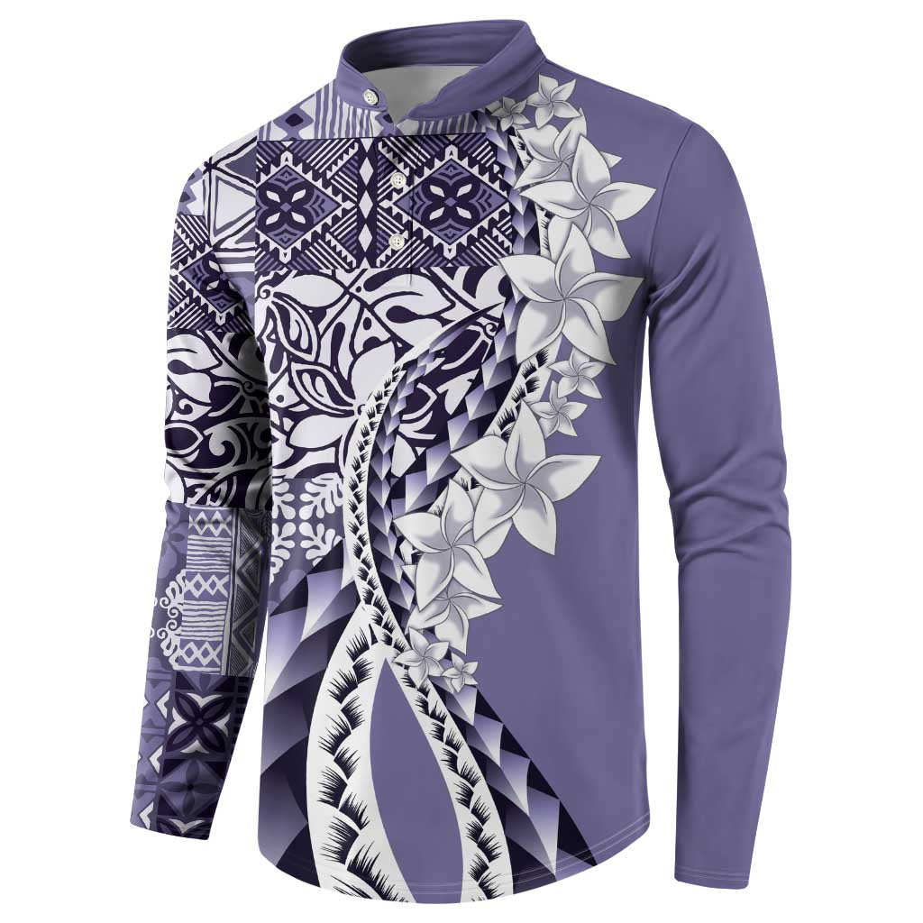 Aloha Vintage Plumeria Hawaiian Tapa Pattern Button Sweatshirt Purple Hawaiian Tapa Pattern - Polynesian Pride