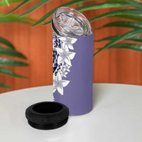 Aloha Vintage Plumeria Hawaiian Tapa Pattern 4 in 1 Can Cooler Tumbler Purple Hawaiian Tapa Pattern - Polynesian Pride
