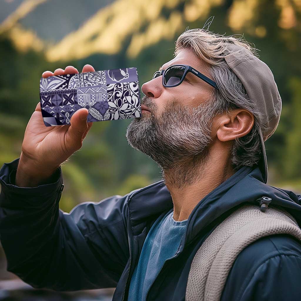 Aloha Vintage Plumeria Hawaiian Tapa Pattern 4 in 1 Can Cooler Tumbler Purple Hawaiian Tapa Pattern - Polynesian Pride