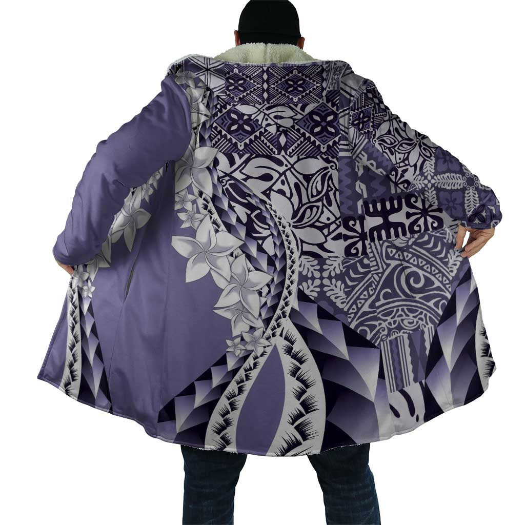 Aloha Vintage Plumeria Hawaiian Tapa Pattern Cloak Purple Hawaiian Tapa Pattern - Polynesian Pride