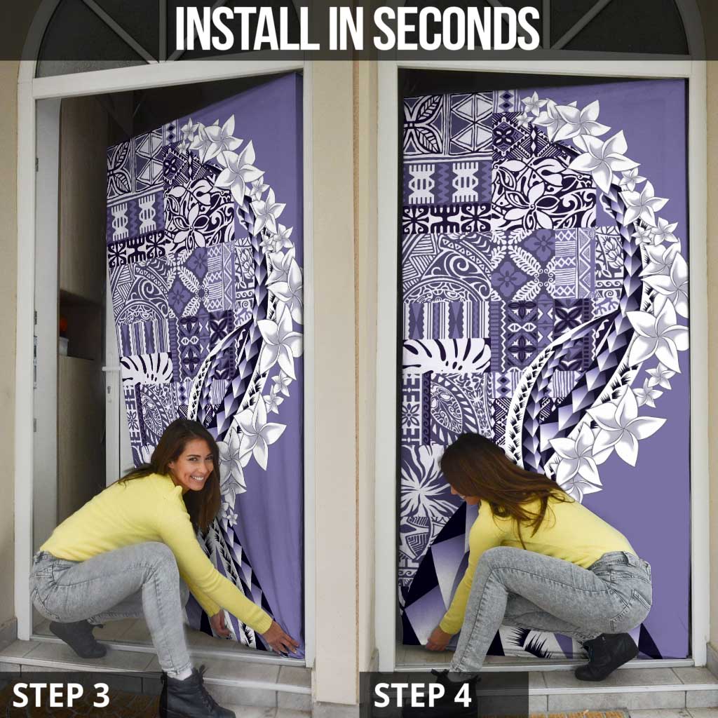 Aloha Vintage Plumeria Hawaiian Tapa Pattern Door Cover Purple Hawaiian Tapa Pattern - Polynesian Pride