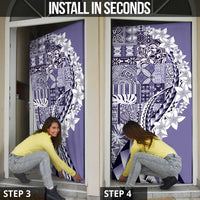 Aloha Vintage Plumeria Hawaiian Tapa Pattern Door Cover Purple Hawaiian Tapa Pattern - Polynesian Pride