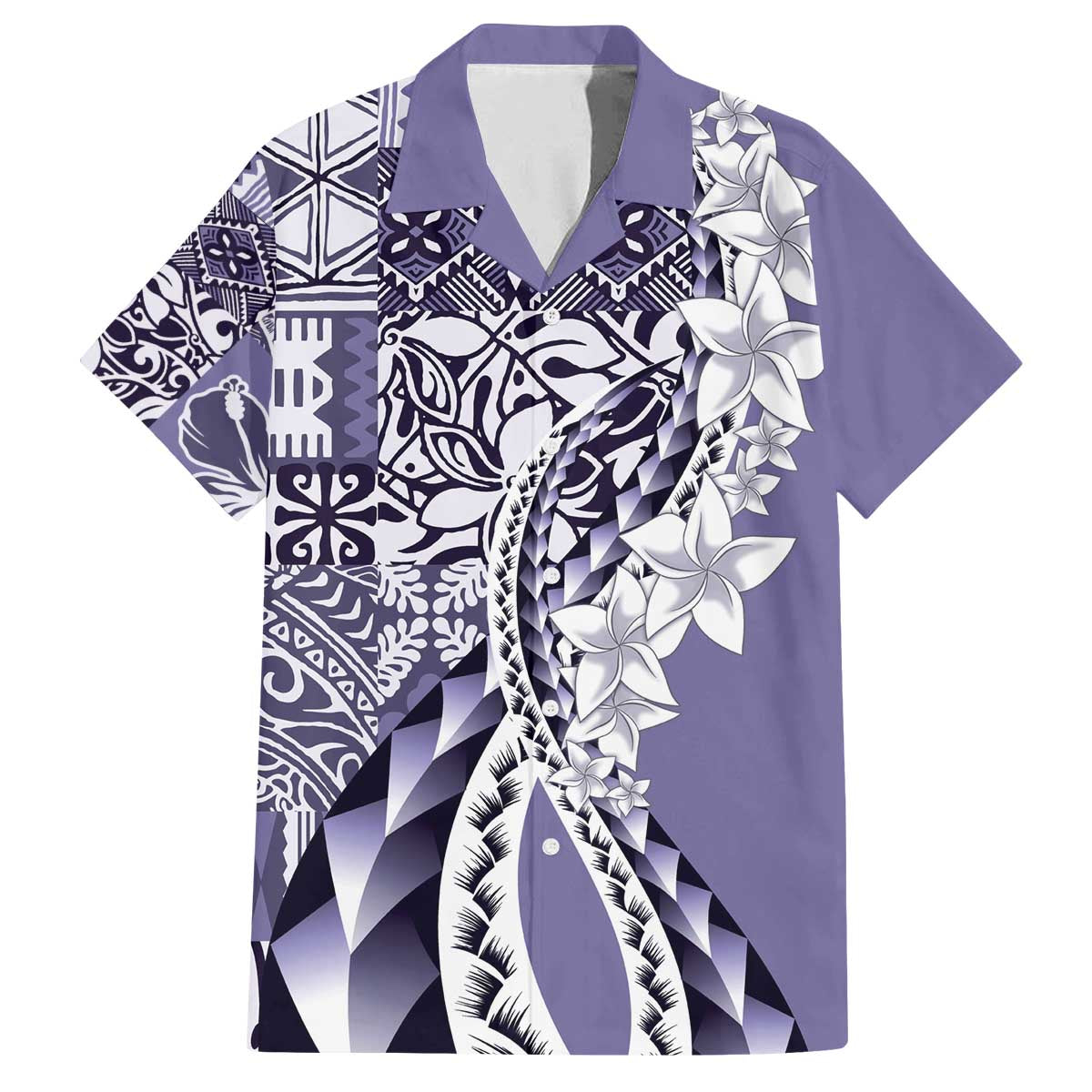 Aloha Vintage Plumeria Hawaiian Tapa Pattern Family Matching Off The Shoulder Long Sleeve Dress and Hawaiian Shirt Purple Hawaiian Tapa Pattern - Polynesian Pride