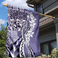 Aloha Vintage Plumeria Hawaiian Tapa Pattern Garden Flag Purple Hawaiian Tapa Pattern - Polynesian Pride