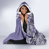 Aloha Vintage Plumeria Hawaiian Tapa Pattern Hooded Blanket Purple Hawaiian Tapa Pattern - Polynesian Pride