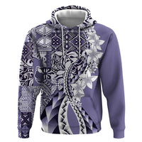 Aloha Vintage Plumeria Hawaiian Tapa Pattern Hoodie Purple Hawaiian Tapa Pattern - Polynesian Pride