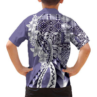 Aloha Vintage Plumeria Hawaiian Tapa Pattern Kid Hawaiian Shirt Purple Hawaiian Tapa Pattern - Polynesian Pride