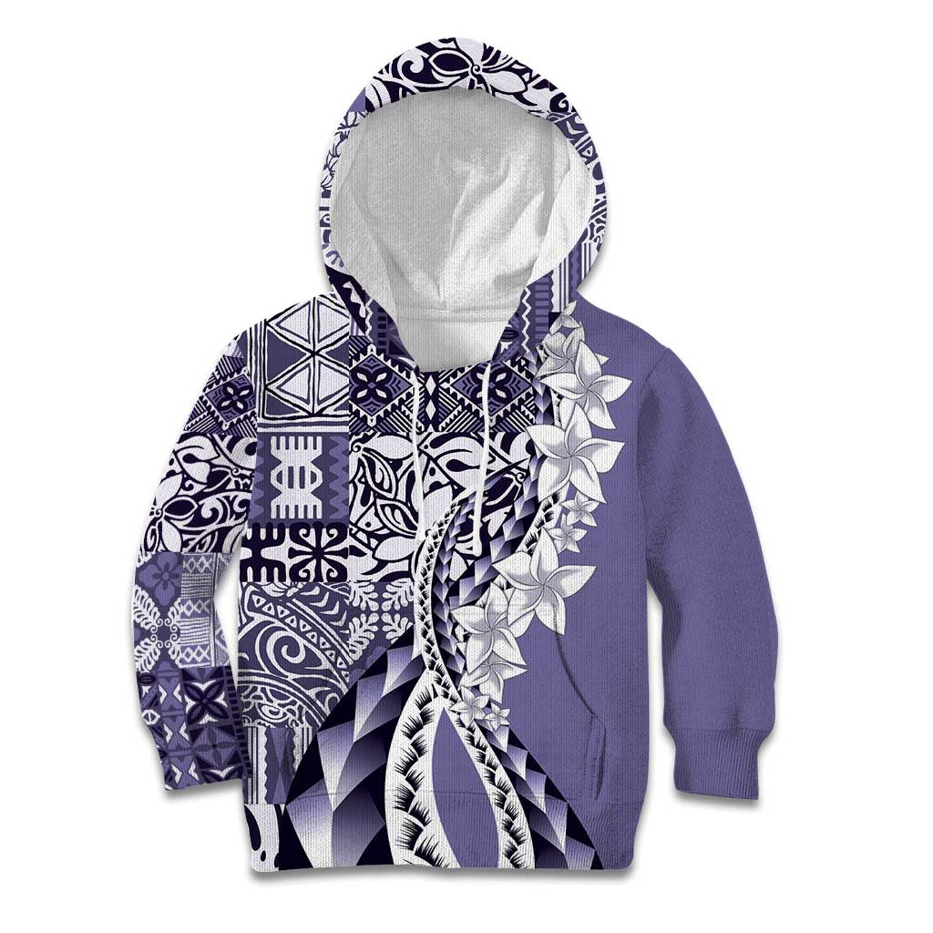 Aloha Vintage Plumeria Hawaiian Tapa Pattern Kid Hoodie Purple Hawaiian Tapa Pattern - Polynesian Pride