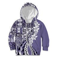 Aloha Vintage Plumeria Hawaiian Tapa Pattern Kid Hoodie Purple Hawaiian Tapa Pattern - Polynesian Pride