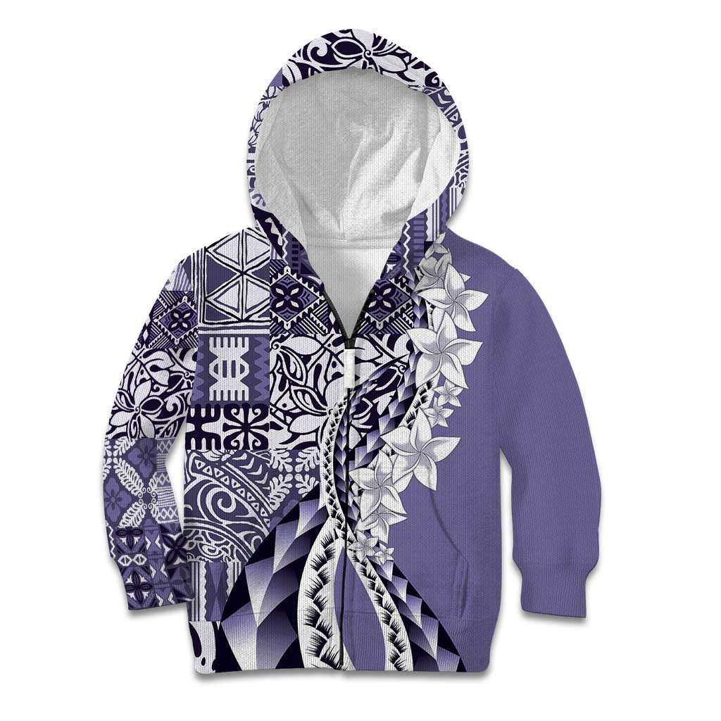 Aloha Vintage Plumeria Hawaiian Tapa Pattern Kid Hoodie Purple Hawaiian Tapa Pattern - Polynesian Pride