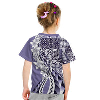 Aloha Vintage Plumeria Hawaiian Tapa Pattern Kid T Shirt Purple Hawaiian Tapa Pattern - Polynesian Pride