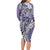 Aloha Vintage Plumeria Hawaiian Tapa Pattern Long Sleeve Bodycon Dress Purple Hawaiian Tapa Pattern - Polynesian Pride