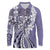 Aloha Vintage Plumeria Hawaiian Tapa Pattern Long Sleeve Polo Shirt Purple Hawaiian Tapa Pattern - Polynesian Pride