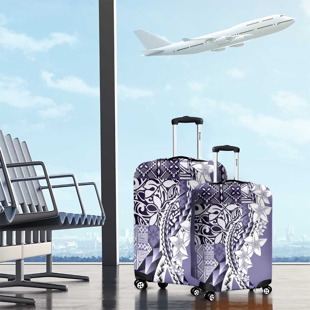 Aloha Vintage Plumeria Hawaiian Tapa Pattern Luggage Cover Purple Hawaiian Tapa Pattern - Polynesian Pride