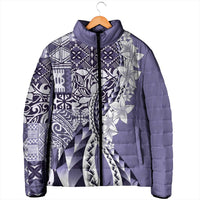 Aloha Vintage Plumeria Hawaiian Tapa Pattern Padded Jacket Purple Hawaiian Tapa Pattern - Polynesian Pride
