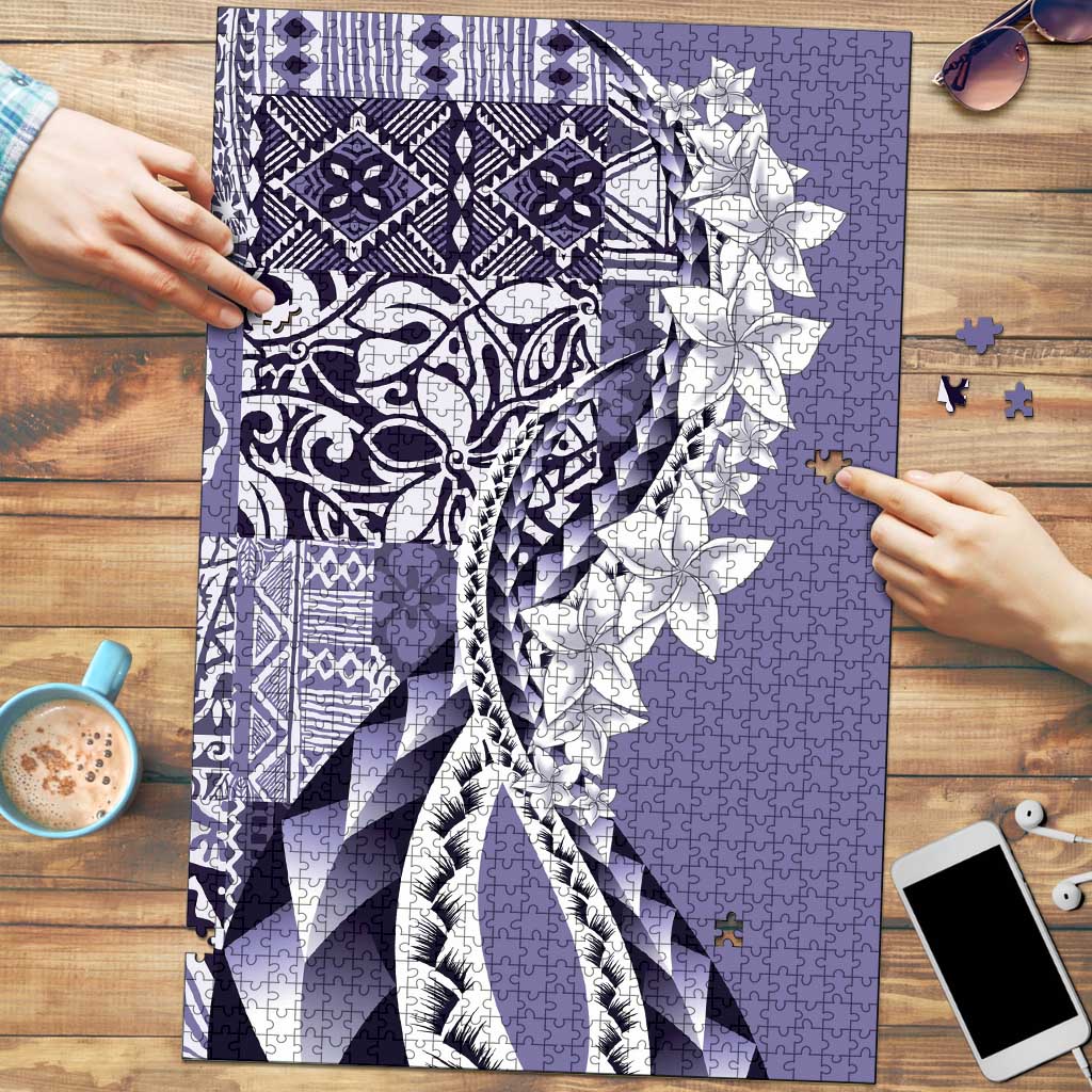 Aloha Vintage Plumeria Hawaiian Tapa Pattern Puzzle Purple Hawaiian Tapa Pattern - Polynesian Pride