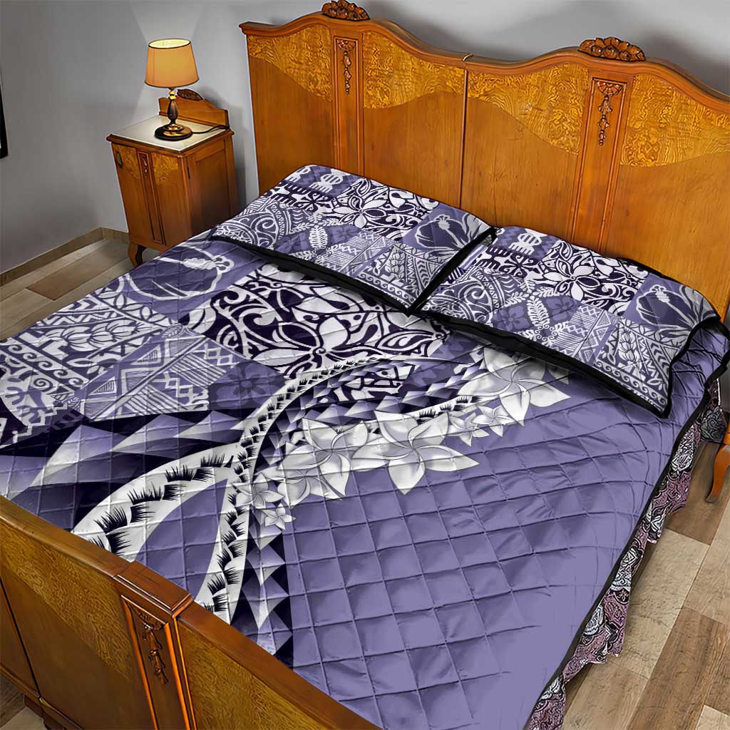 Aloha Vintage Plumeria Hawaiian Tapa Pattern Quilt Bed Set Purple Hawaiian Tapa Pattern - Polynesian Pride