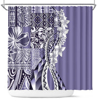 Aloha Vintage Plumeria Hawaiian Tapa Pattern Shower Curtain Purple Hawaiian Tapa Pattern - Polynesian Pride