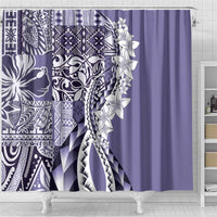 Aloha Vintage Plumeria Hawaiian Tapa Pattern Shower Curtain Purple Hawaiian Tapa Pattern - Polynesian Pride