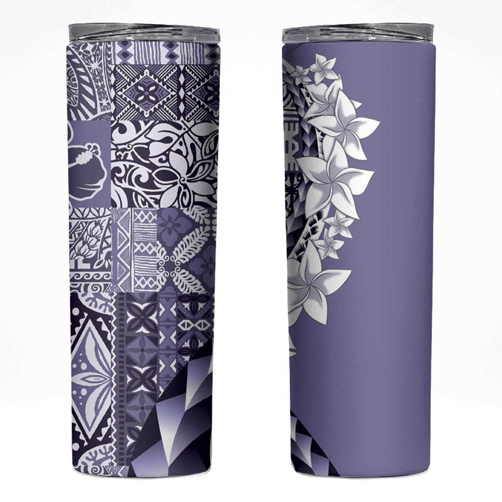 Aloha Vintage Plumeria Hawaiian Tapa Pattern Skinny Tumbler Purple Hawaiian Tapa Pattern - Polynesian Pride