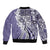 Aloha Vintage Plumeria Hawaiian Tapa Pattern Sleeve Zip Bomber Jacket Purple Hawaiian Tapa Pattern - Polynesian Pride