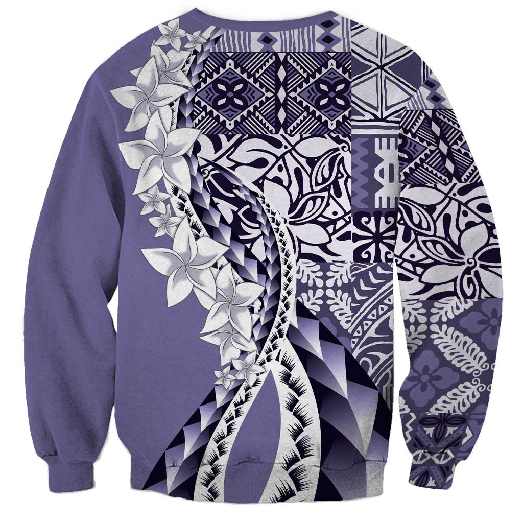 Aloha Vintage Plumeria Hawaiian Tapa Pattern Sweatshirt Purple Hawaiian Tapa Pattern - Polynesian Pride