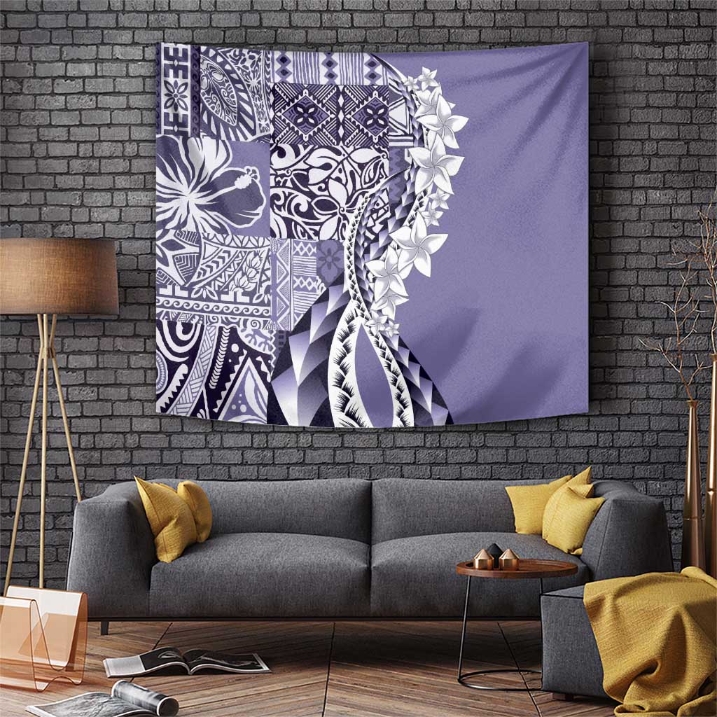 Aloha Vintage Plumeria Hawaiian Tapa Pattern Tapestry Purple Hawaiian Tapa Pattern - Polynesian Pride