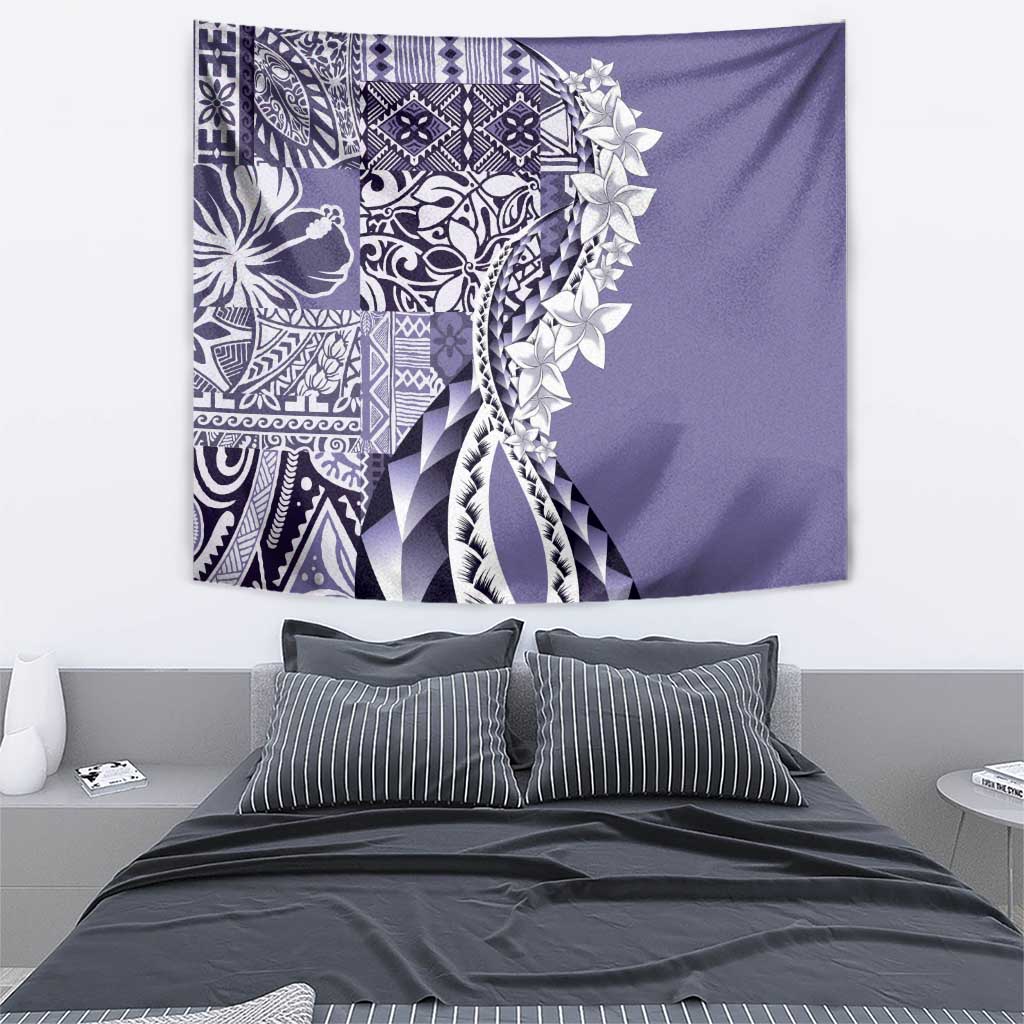 Aloha Vintage Plumeria Hawaiian Tapa Pattern Tapestry Purple Hawaiian Tapa Pattern - Polynesian Pride
