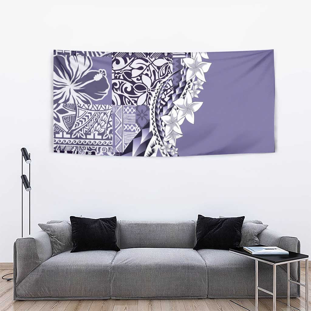 Aloha Vintage Plumeria Hawaiian Tapa Pattern Tapestry Purple Hawaiian Tapa Pattern - Polynesian Pride