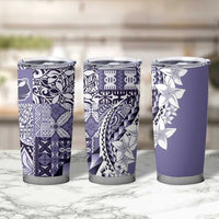 Aloha Vintage Plumeria Hawaiian Tapa Pattern Tumbler Cup Purple Hawaiian Tapa Pattern - Polynesian Pride