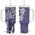Aloha Vintage Plumeria Hawaiian Tapa Pattern Tumbler With Handle Purple Hawaiian Tapa Pattern - Polynesian Pride