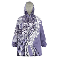 Aloha Vintage Plumeria Hawaiian Tapa Pattern Wearable Blanket Hoodie Purple Hawaiian Tapa Pattern - Polynesian Pride