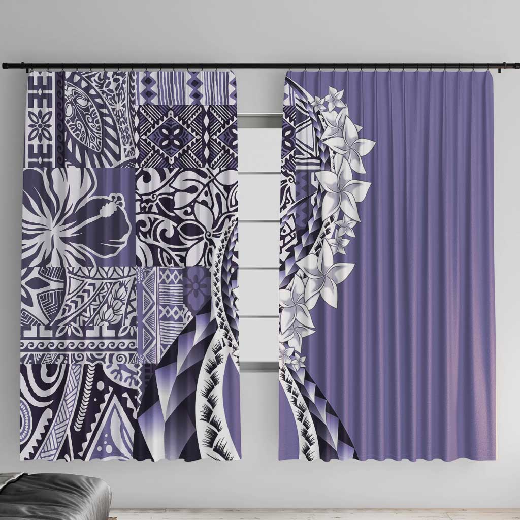 Aloha Vintage Plumeria Hawaiian Tapa Pattern Window Curtain Purple Hawaiian Tapa Pattern - Polynesian Pride