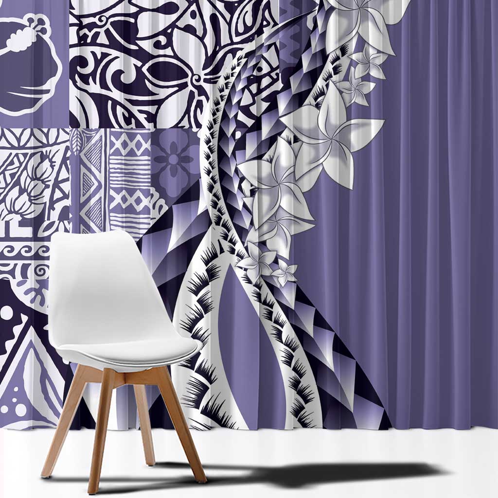 Aloha Vintage Plumeria Hawaiian Tapa Pattern Window Curtain Purple Hawaiian Tapa Pattern - Polynesian Pride
