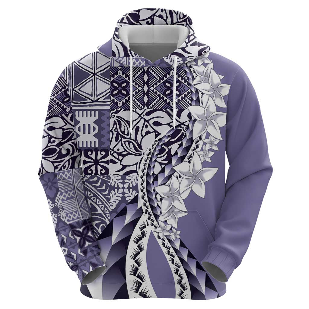 Aloha Vintage Plumeria Hawaiian Tapa Pattern Zip Hoodie Purple Hawaiian Tapa Pattern - Polynesian Pride