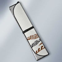 Polynesian Manta Ray Auto Sun Shade Beige Floral Turtle Tattoo - Polynesian Pride