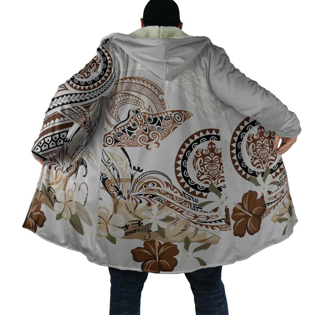 Polynesian Manta Ray Cloak Beige Floral Turtle Tattoo - Polynesian Pride