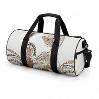 Polynesian Manta Ray Duffle Bag Beige Floral Turtle Tattoo LT9 - Polynesian Pride