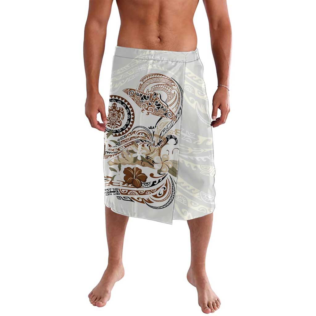 Polynesian Manta Ray Lavalava Beige Floral Turtle Tattoo - Polynesian Pride