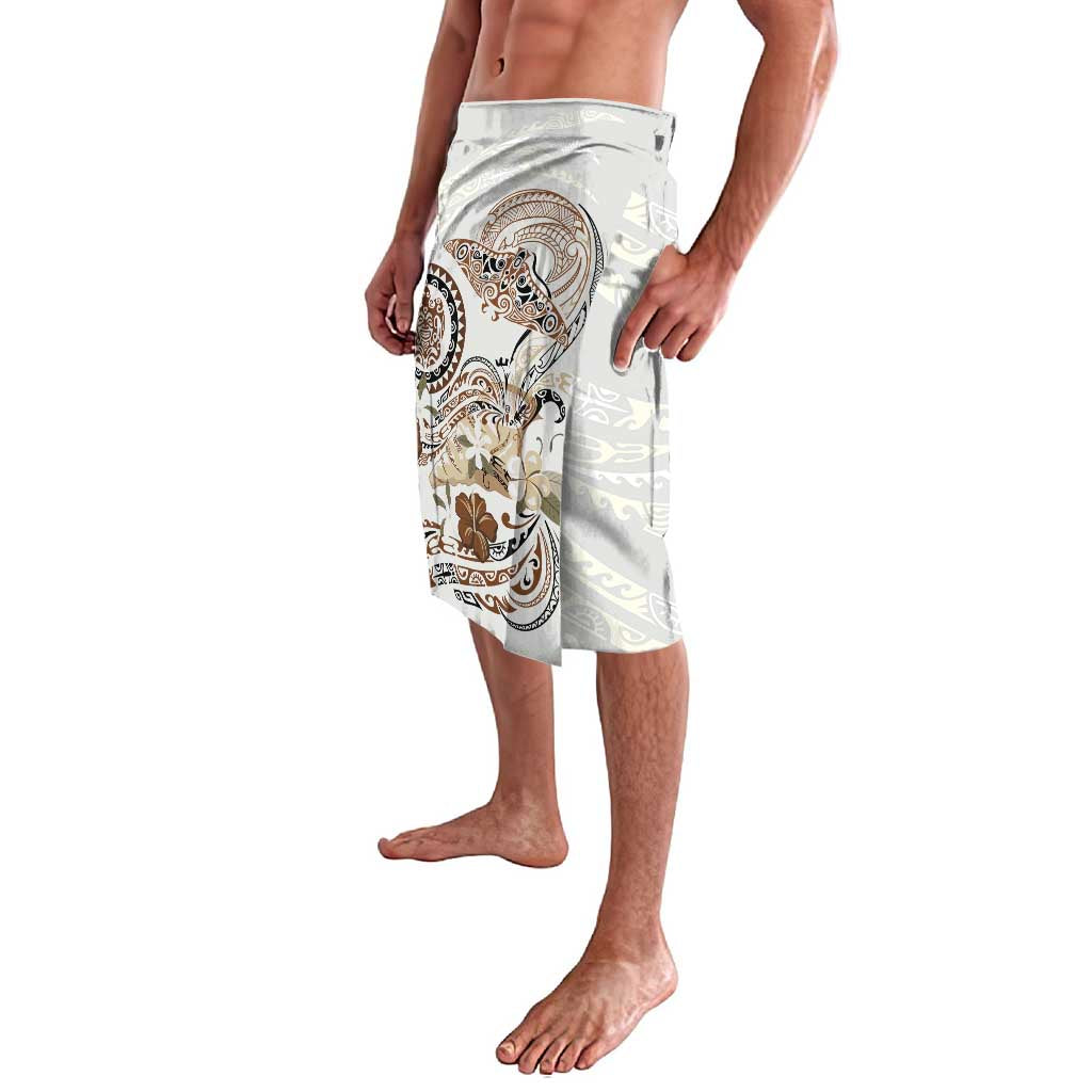 Polynesian Manta Ray Lavalava Beige Floral Turtle Tattoo - Polynesian Pride