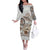 Polynesian Manta Ray Off The Shoulder Long Sleeve Dress Beige Floral Turtle Tattoo - Polynesian Pride