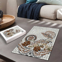 Polynesian Manta Ray Puzzle Beige Floral Turtle Tattoo - Polynesian Pride