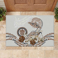 Polynesian Manta Ray Rubber Doormat Beige Floral Turtle Tattoo - Polynesian Pride