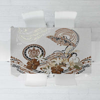 Polynesian Manta Ray Tablecloth Beige Floral Turtle Tattoo - Polynesian Pride