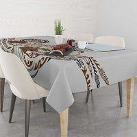 Polynesian Manta Ray Tablecloth Beige Floral Turtle Tattoo - Polynesian Pride