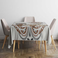 Polynesian Manta Ray Tablecloth Beige Floral Turtle Tattoo - Polynesian Pride