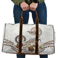 Polynesian Manta Ray Travel Bag Beige Floral Turtle Tattoo - Polynesian Pride