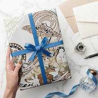 Polynesian Manta Ray Wrapping Paper Beige Floral Turtle Tattoo - Polynesian Pride